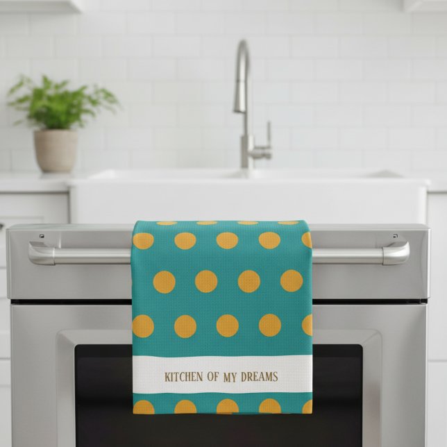 Modern Polka Dot Kitchen Towel, Personalized Tea Towel (Creator Uploaded)