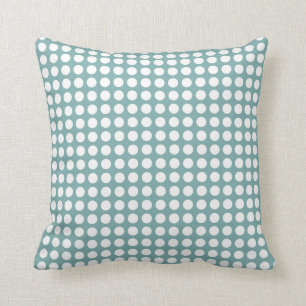 Modern Polka Dot Pattern Sea Glass Blue Cushion