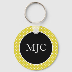 Modern Polka Dot Personalised Button Key Ring