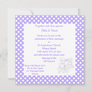 MODERN POLKA DOT WEDDING INVITATIONS PURPLE BELL