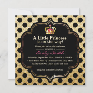 Modern Polka Dots Little Princess Girl Baby Shower Invitation