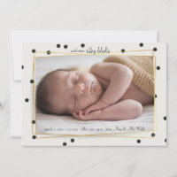 Modern Polkadot Photo Birth Announcement