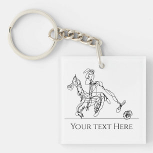 Modern Polo Player Horse  Key Ring