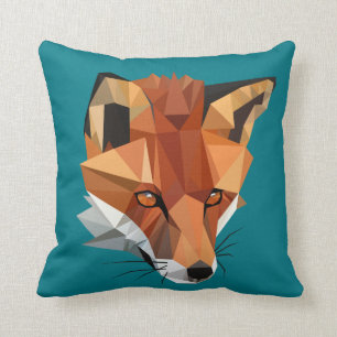 Modern Polygon Fox Custom Cushion