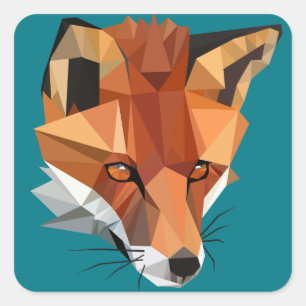 Modern Polygon Fox Custom Square Sticker