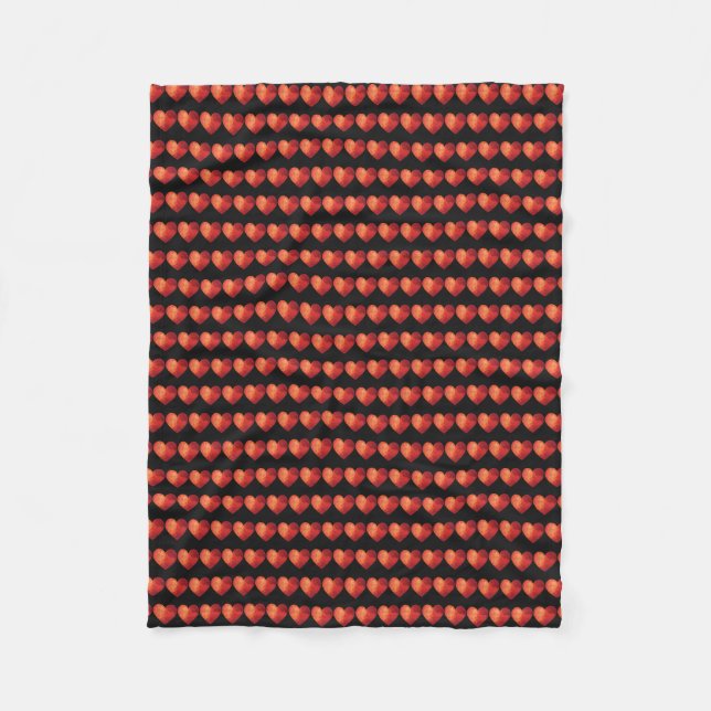 Modern polygonal crystal red heart  fleece blanket (Front)