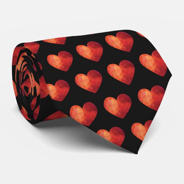 Modern polygonal crystal red heart  tie (Rolled)