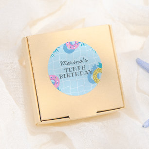 Modern Pool Party Birthday Classic Round Sticker