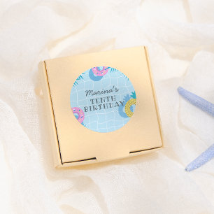 Modern Pool Party Birthday Classic Round Sticker