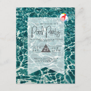 Modern Pool Party Birthday Invitation