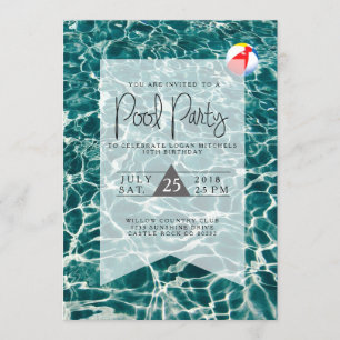 Modern Pool Party Birthday Invitation