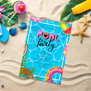 Modern Pool Party Birthday Invitation