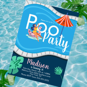 Modern Pool Party Birthday Teen Adult Invitation