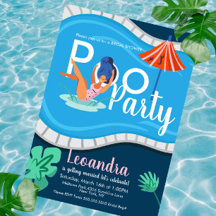 Modern Pool Party Bridal Shower Adult Invitation B