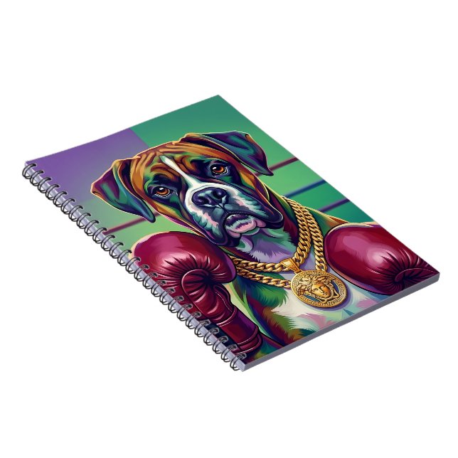 Modern Pop Art Boxer Dog Boxing Athlete Notebook (Right Side)