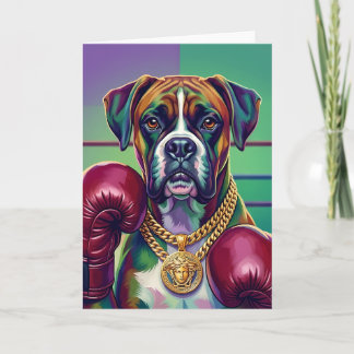 Modern Pop Art Boxer Dog Boxing Athlete Thank You Card