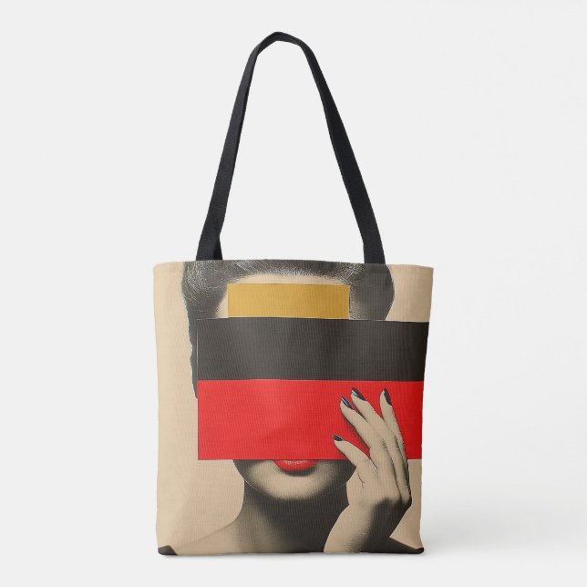 Modern Pop Art Mysterious Woman Behind Colours Tote Bag (Back)
