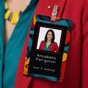 Modern Pop Art Retro Colourful Hair Makeup ID Badge