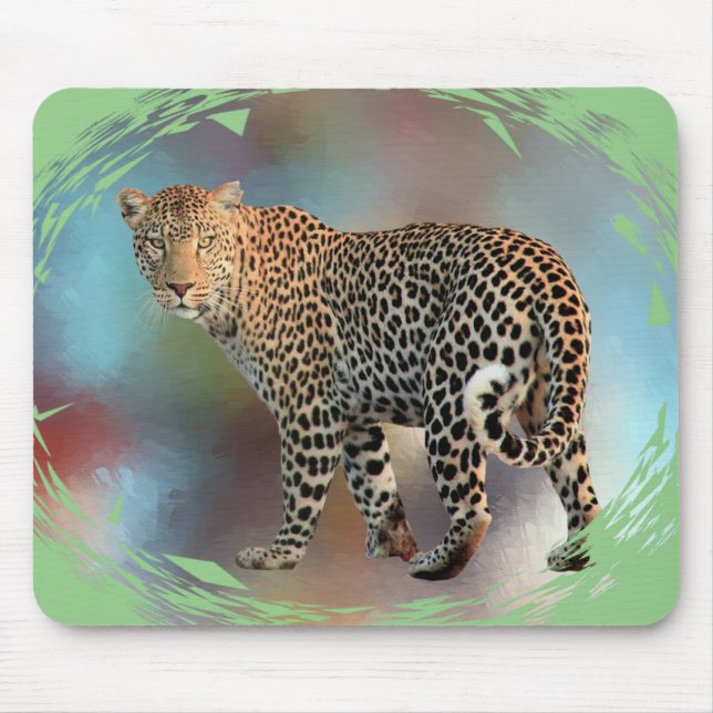 Modern Pop Art Template Trendy Leopard Mouse Pad (Front)