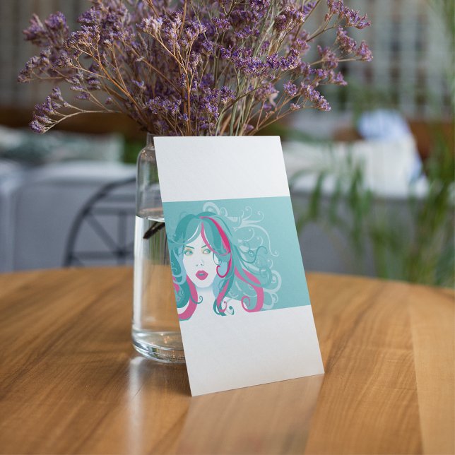 Modern Pop Art Woman Teal and Pink Swirl Hair  Invitation (Creator Uploaded)