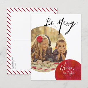Modern Pop Be Merry in Red Holiday Postcard