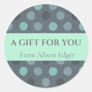Modern Pop Turquoise Polka Dot Customisable Label
