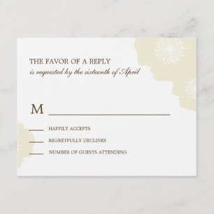 Modern Poppies Wedding RSVP Card - Almond