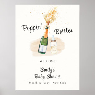 Modern Poppin Bottle Champagne Baby Shower Welcome Poster