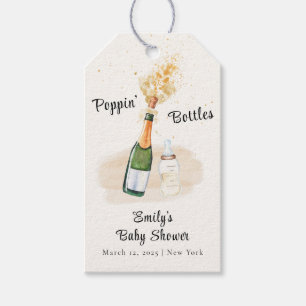 Modern Poppin Bottles Champagne Baby Shower Gift Tags