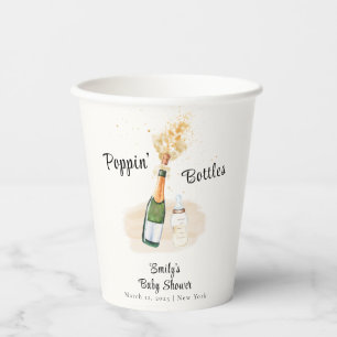 Modern Poppin Bottles Champagne Baby Shower Paper Cups
