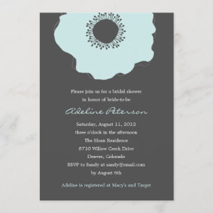 Modern Poppy Bridal Shower Invitations (Soft Blue)