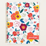 Modern Poppy Floral Pattern Coral Script Name Planner<br><div class="desc">Whimsical,  modern and fun! This personalised planner featuring a gorgeous floral print with flowers and leaves in pink,  coral,  orange,  blue and green screams spring joy. Wonderful for mothers,  gardeners,  brides,  teens and more. Part of a collection from Parcel Studios.</div>