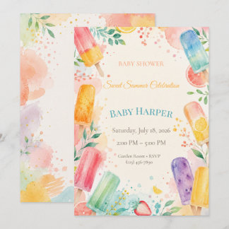 Modern Popsicle Baby Shower  | Colour Splash  Invitation