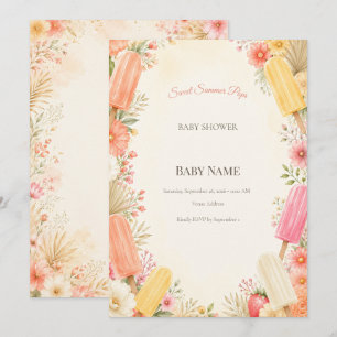 Modern Popsicle Baby Shower Sweet Summer Invitation