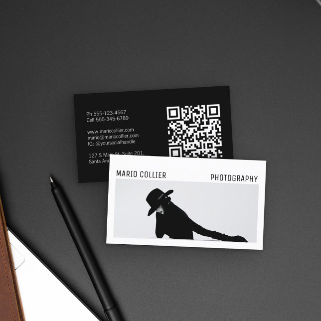 Modern Portfolio Style Photography Logo QR code Business Card (Creator Uploaded)