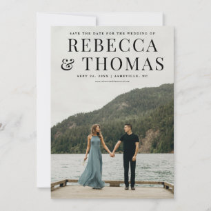 Modern portrait photo wedding save the date