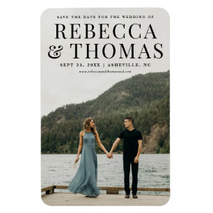 Modern portrait photo wedding save the date magnet