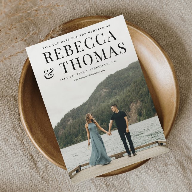 Modern portrait photo wedding save the date magnetic invitation (Creator Uploaded)