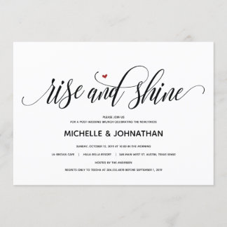 Modern post-wedding rise and shine invitation card