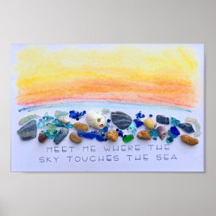 Modern poster art print beachy original art