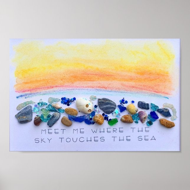 Modern poster art print beachy original art (Front)