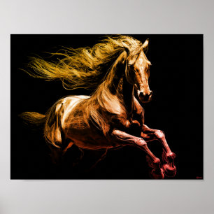 Modern poster art print horse running
