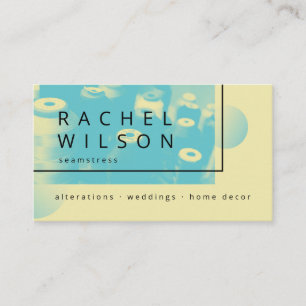 Modern poster duotone blue and yellow seamstress business card