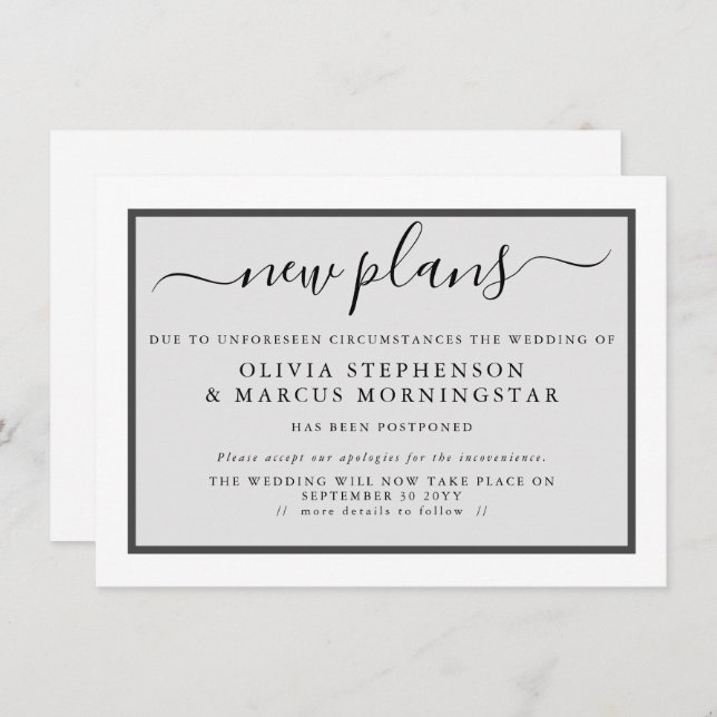 Modern Postponed Event Announcement New Plans (Front/Back)