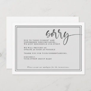 Modern Postponed Event Sorry Reschedule Event Invitation