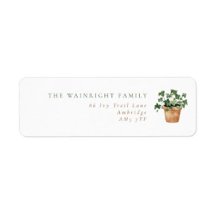 Modern Potted Ivy Return Address Label