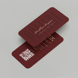 Modern Pottery Artist Ceramic Art Red Monogram Business Card