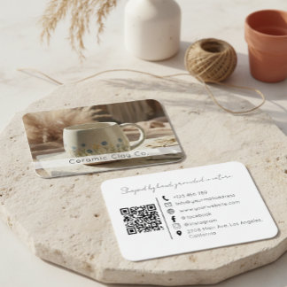 Modern Pottery Handmade Ceramic Clay QR Code Business Card
