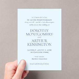 Modern Powder Blue Elegant Wedding Acrylic Invitations
