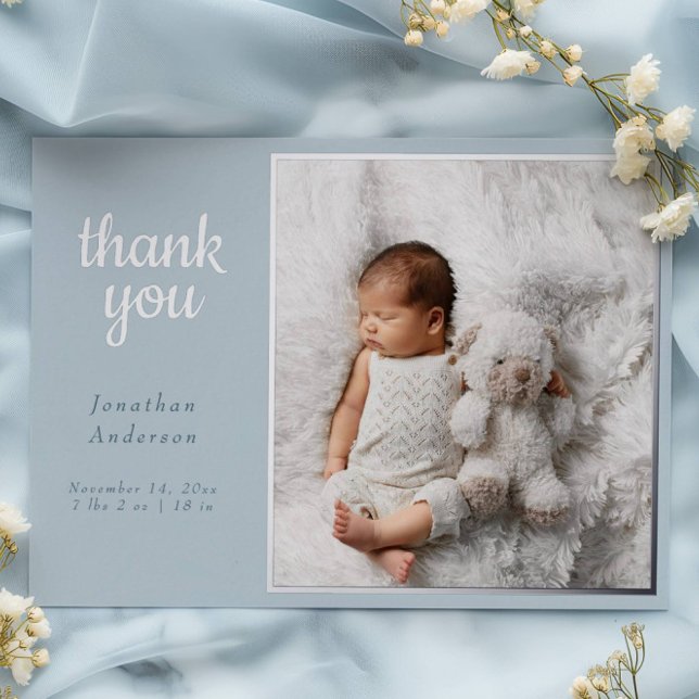 Modern Powder Blue Silver Foil Birth Announcement (Creator Uploaded)
